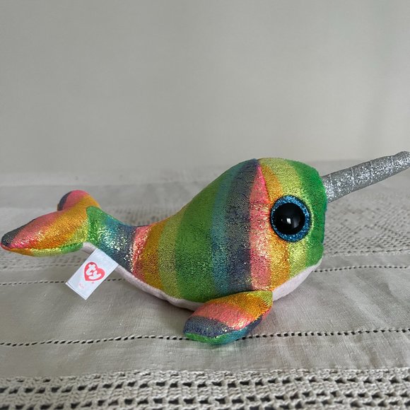 Ty Beanie Boos Nori Narwhal Unicorn Of The Sea A Magical Creature 2018 6” - Picture 5 of 7
